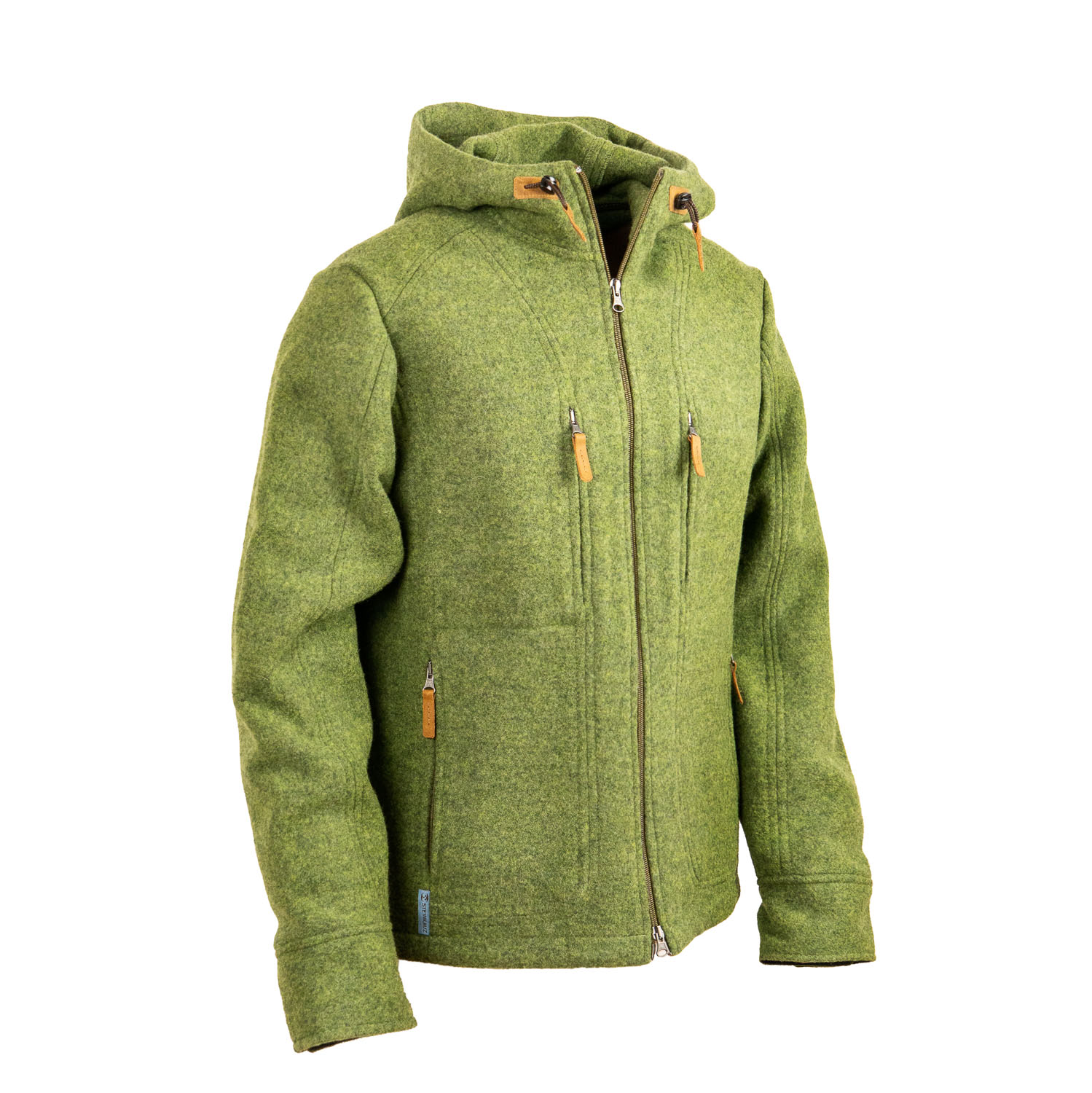 flauschige Lodenjacke mit Kapuze, grün