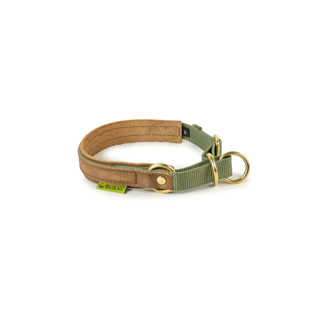 mittelgroßes Zug-Stopp-Halsband oliv