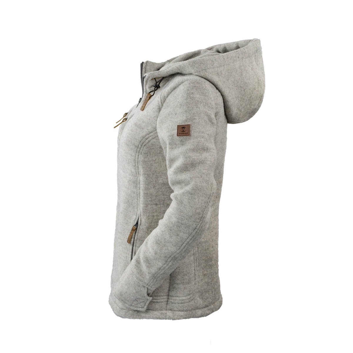 hellgraue Wolljacke aus Loden für Damen