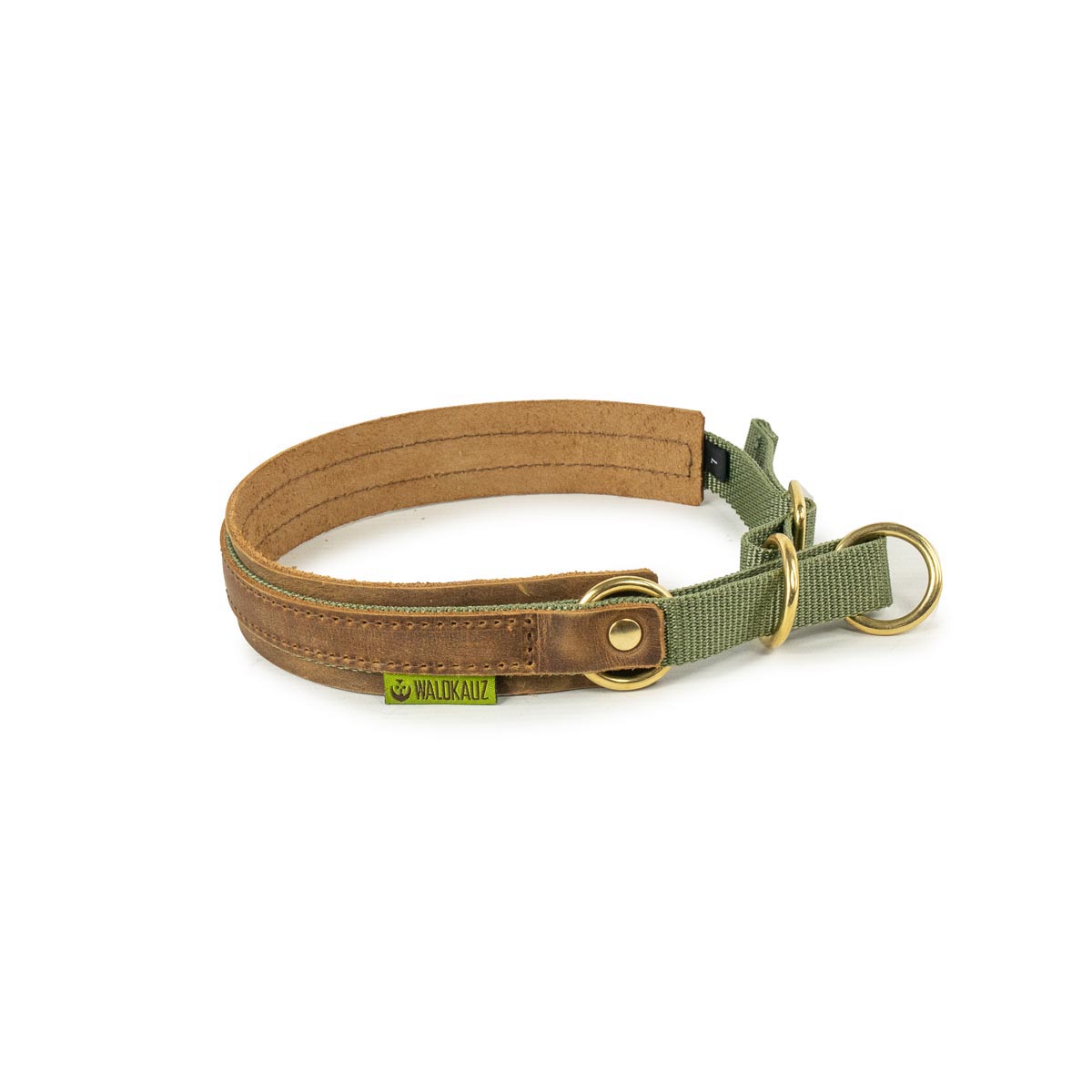 mittelgroßes Zug-Stopp-Halsband oliv