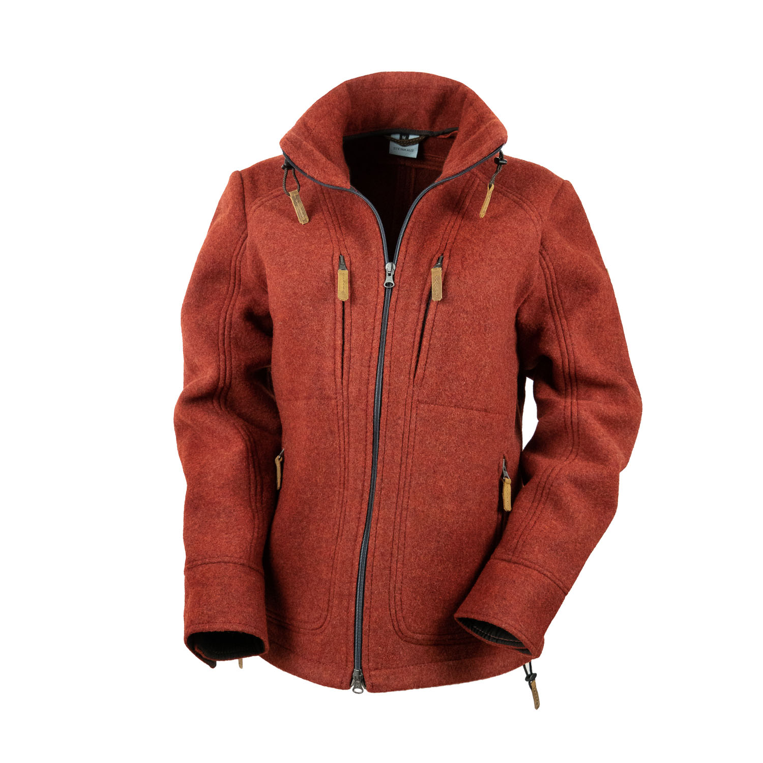 rote Wolljacke aus Lodenfleece für Frauen