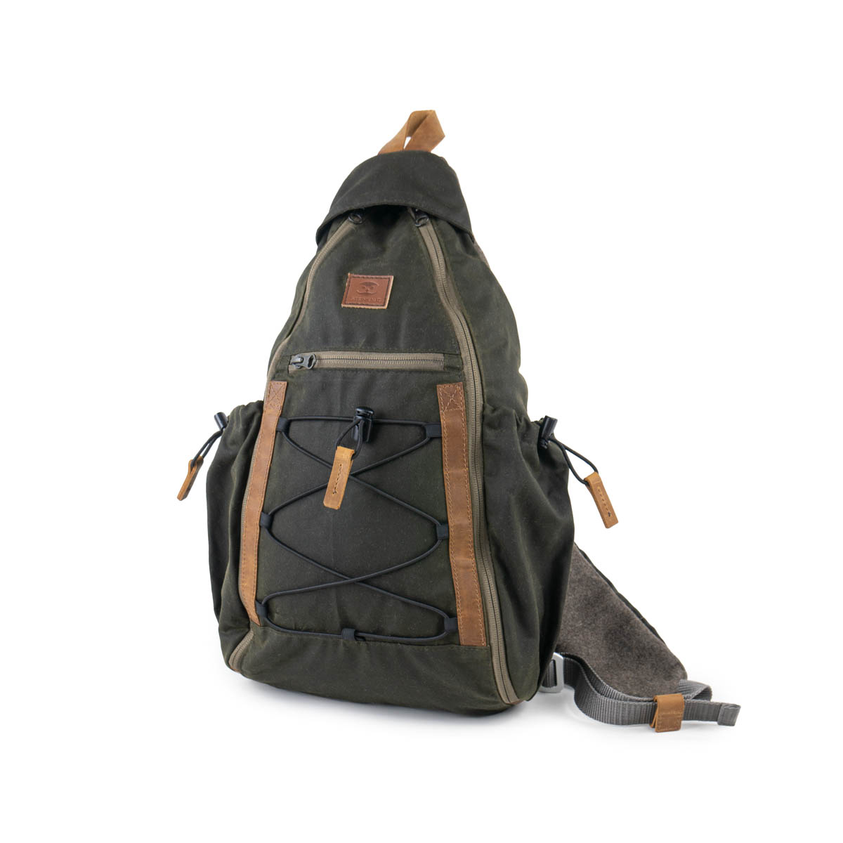 STEINKAUZ-Schultertasche "Querkopf", Waxed Cotton, Oliv
