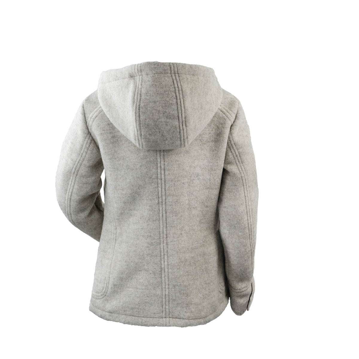 hellgraue Lodenjacke mit Kapuze