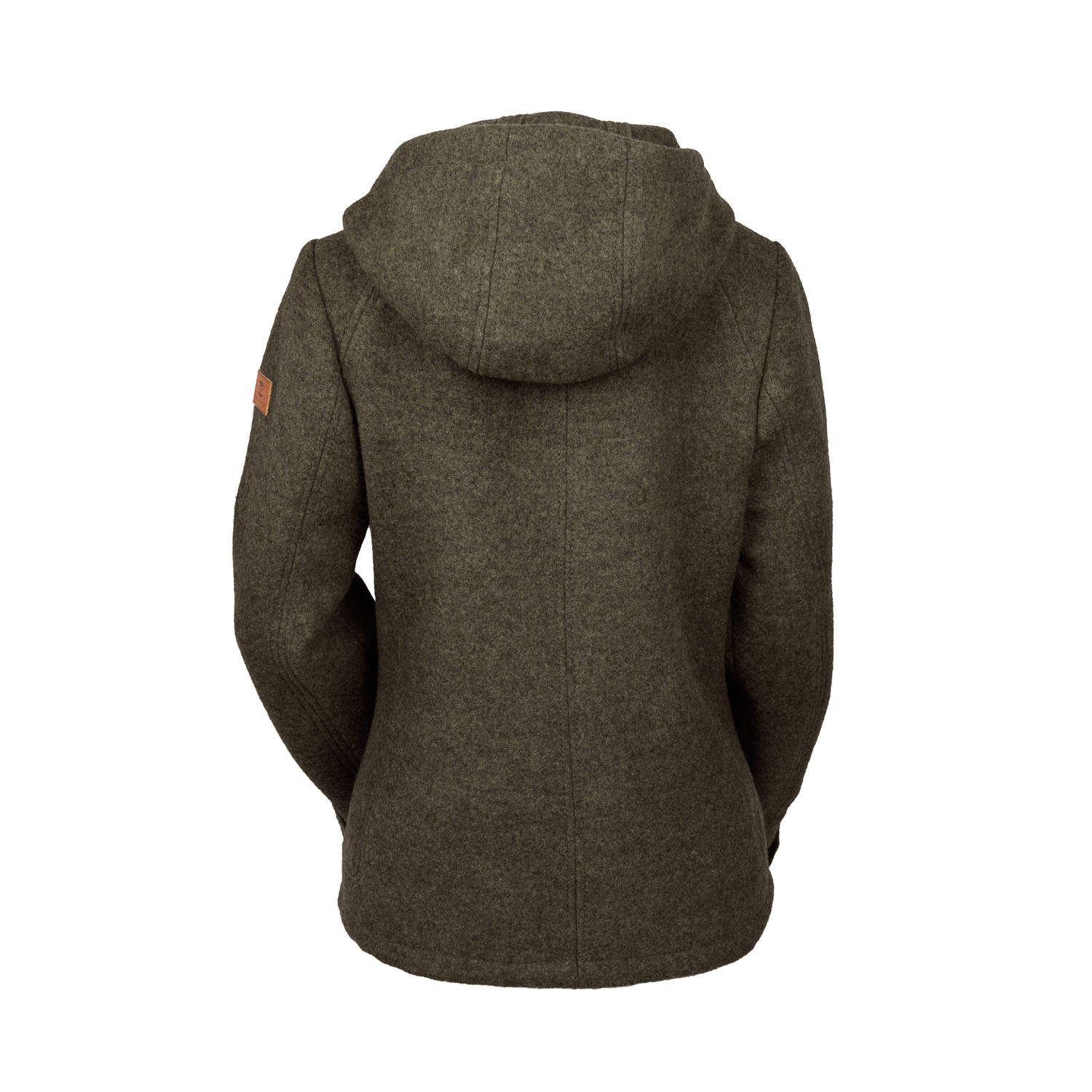graue Kapuzenjacke mit Kapuze aus Lodenfleece