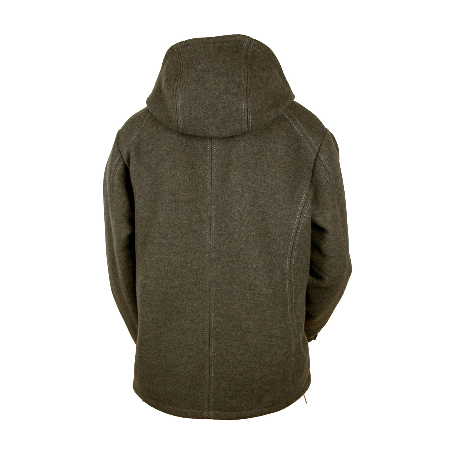 graue Lodenfleecejacke mit Kapuze