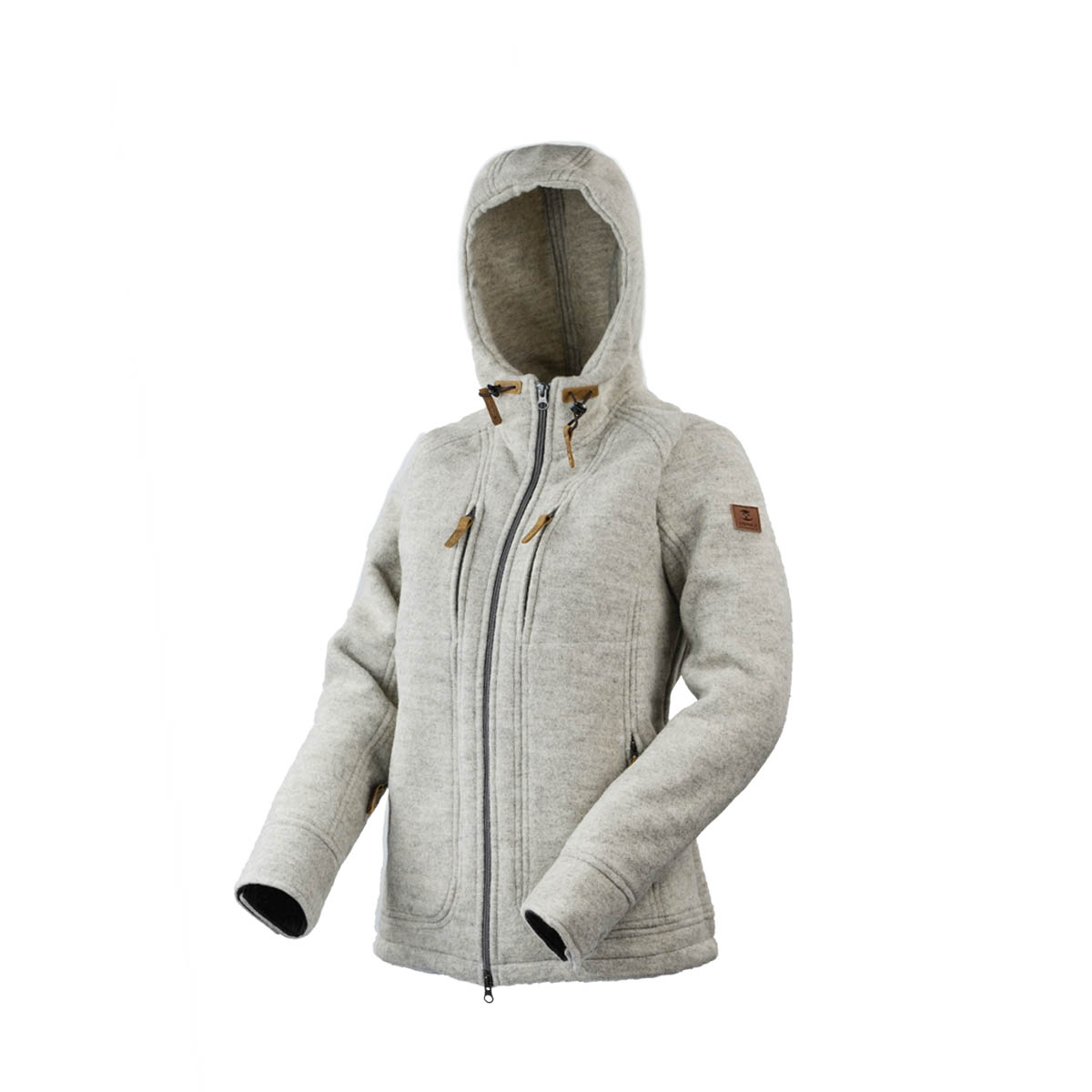 hellgraue Damenjacke mit Kapuze