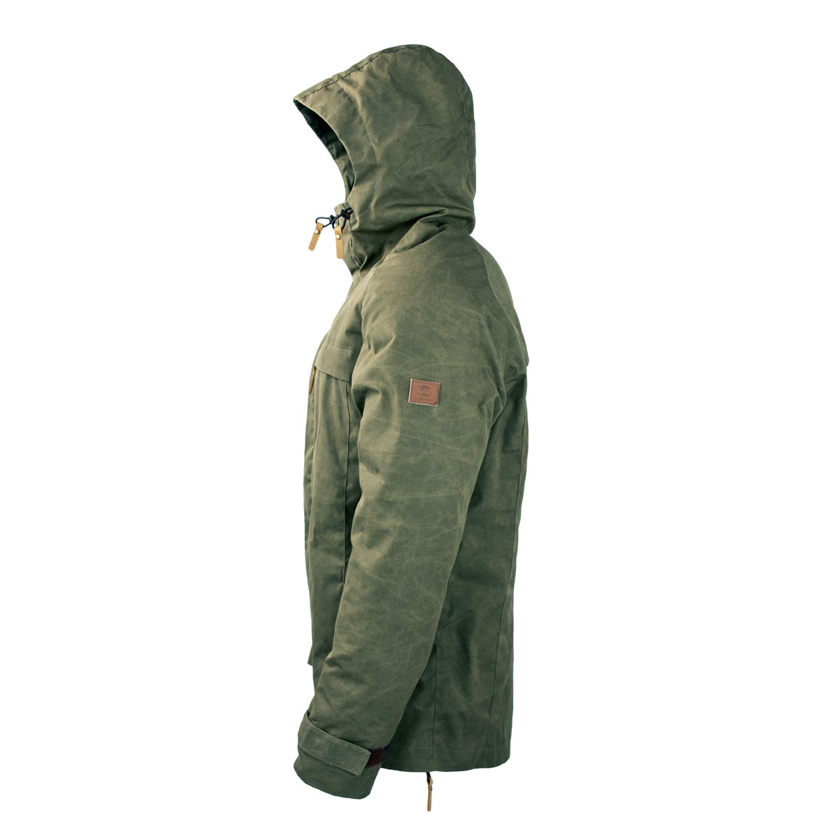 Seitenansicht Windfangjacke in oliv