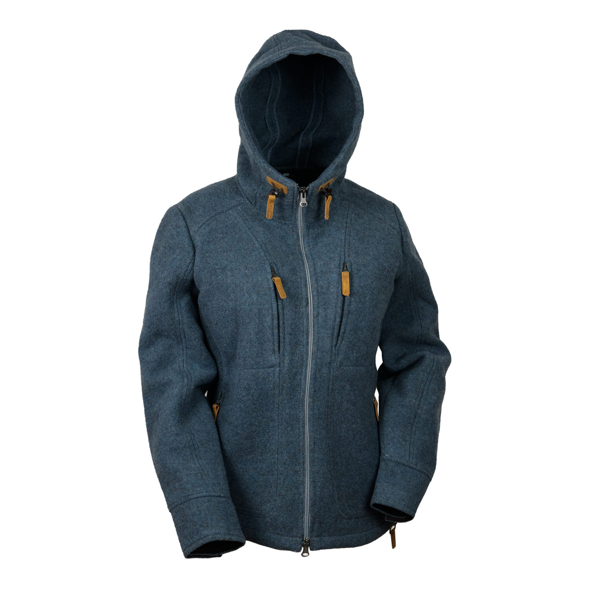 blaue Lodenjacke mit Kapuze für Damen