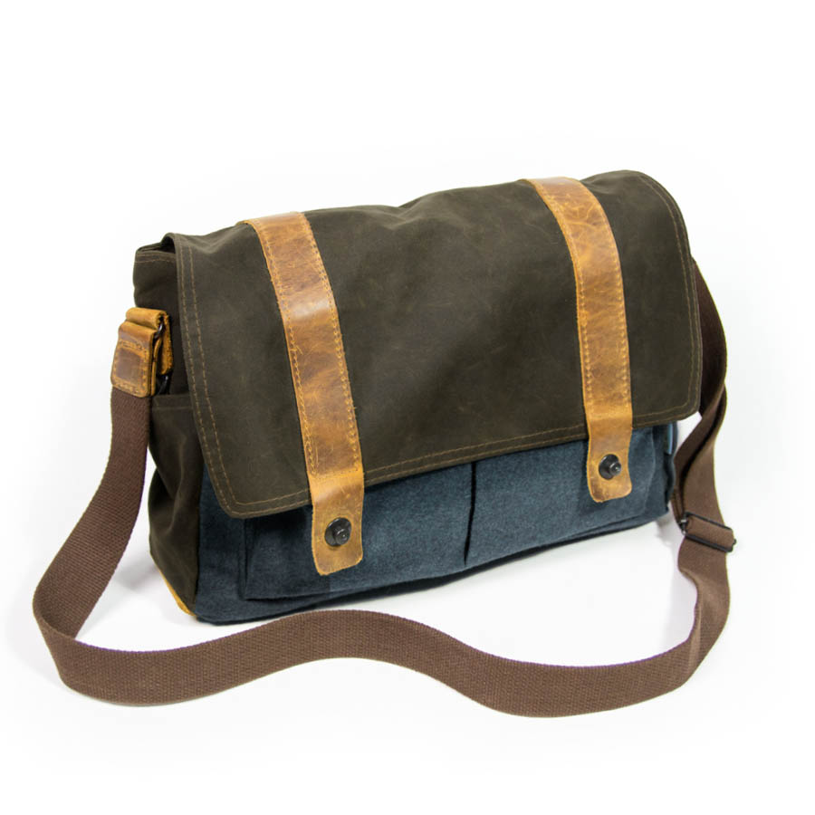 Waxed Cotton Tasche "Landeck", Petrolblau