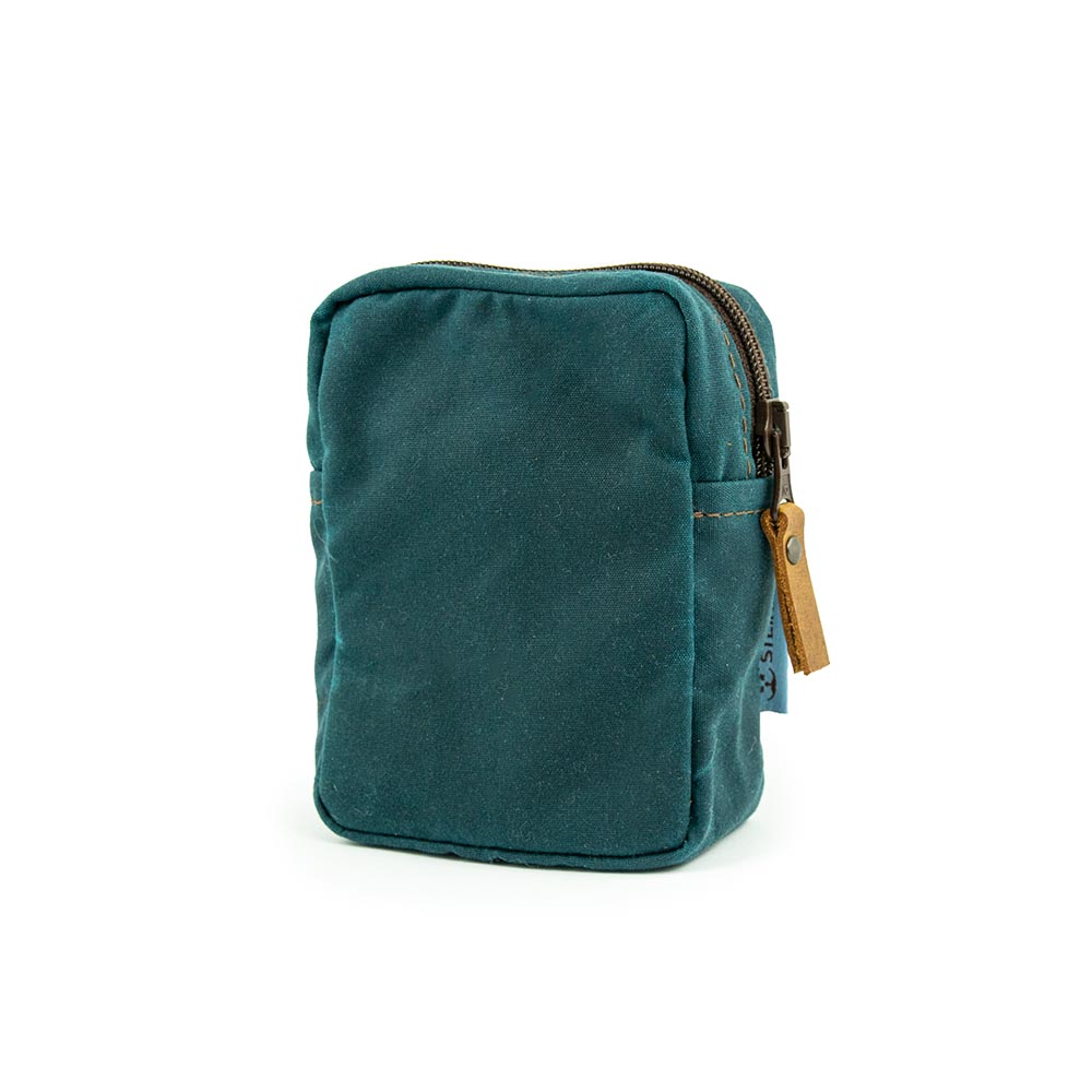 Modulus Reißverschlusstasche, Waxed Cotton, klein, Petrolblau