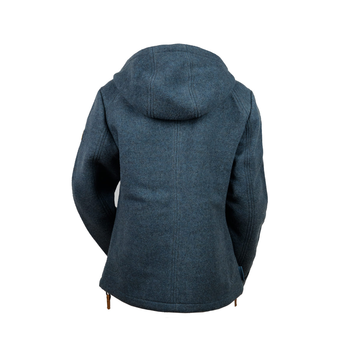 blaue Kapuzenjacke aus Loden für Damen