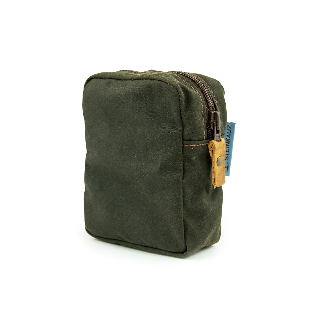 Modulus Reißverschlusstasche, Waxed Cotton, klein, Oliv