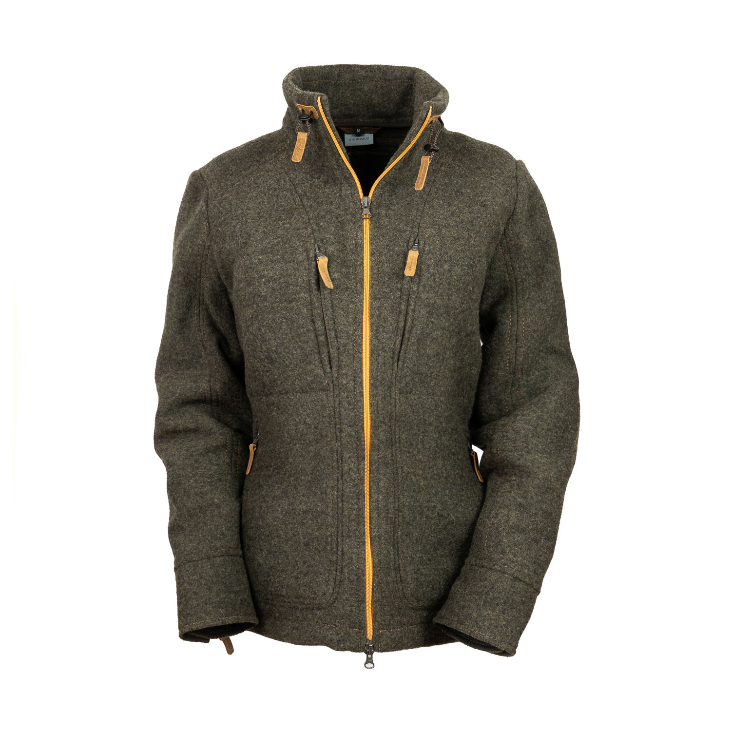 graue Wolljacke für Damen aus Lodenfleece