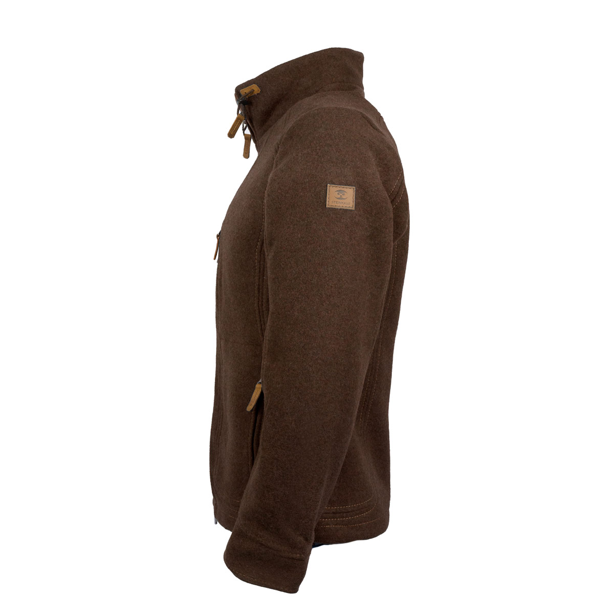 braune Wolljacke, Seitenansicht