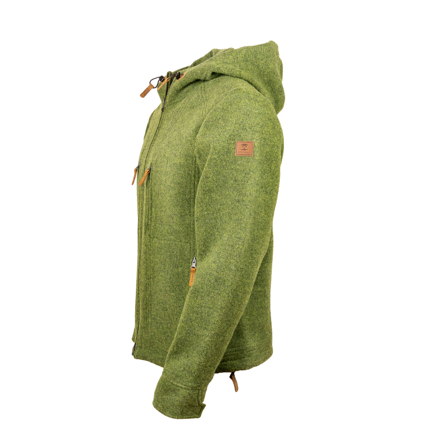 grüne Jacke aus Loden mit Kapuze