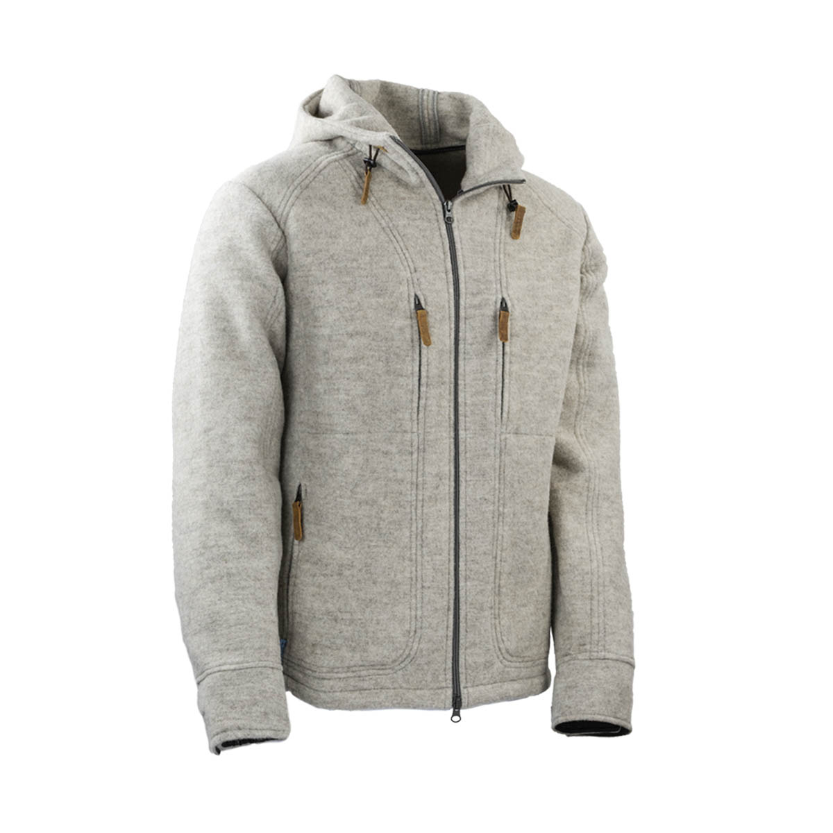 hellgraue Lodenjacke mit Kapuze für Herren
