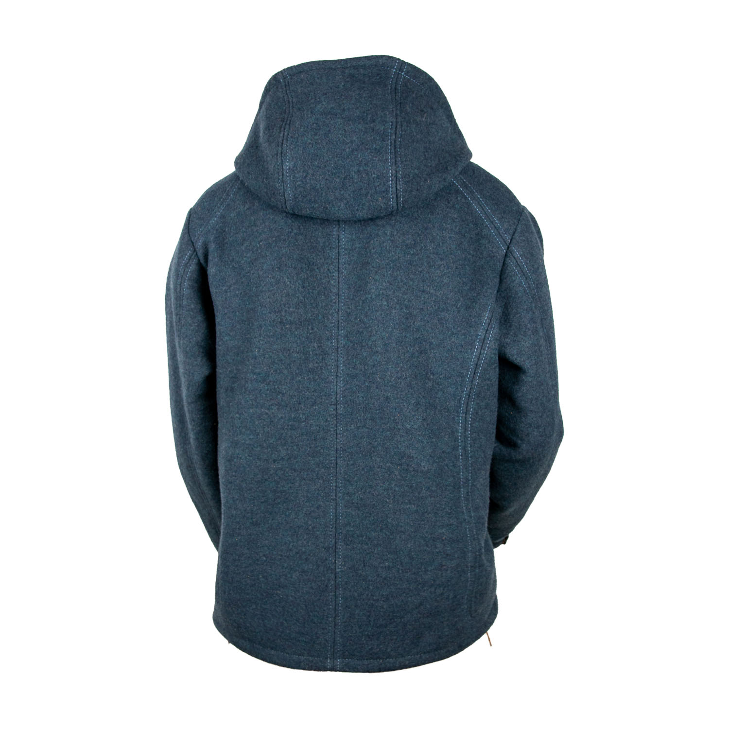 blaue Herrenjacke aus Loden mit Kapuze